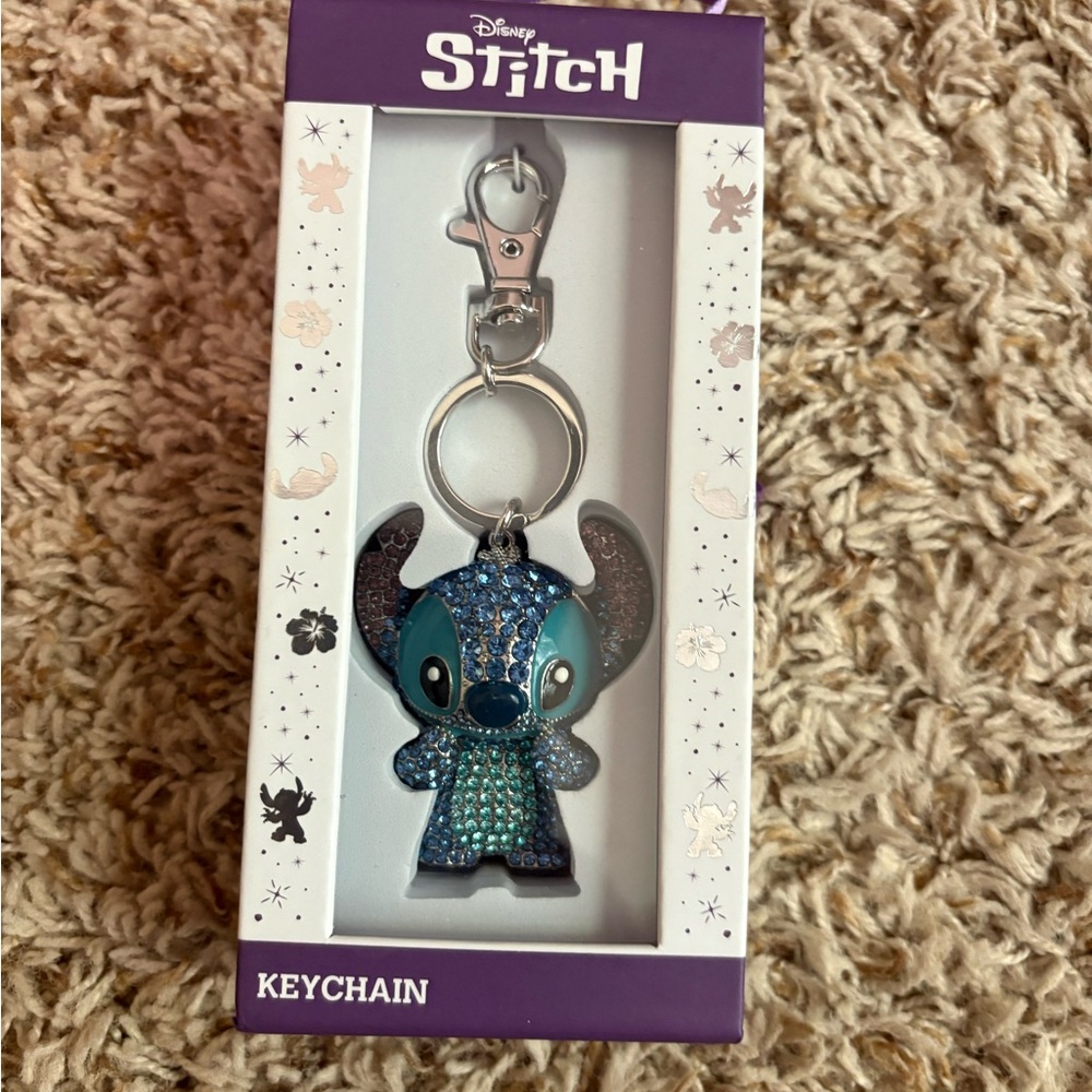 Disney Stitch Glittering Blue and Silver Keychain